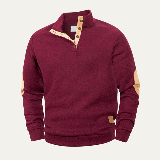 Sweat-shirt à col montant et fermeture à boutons-pression pour homme