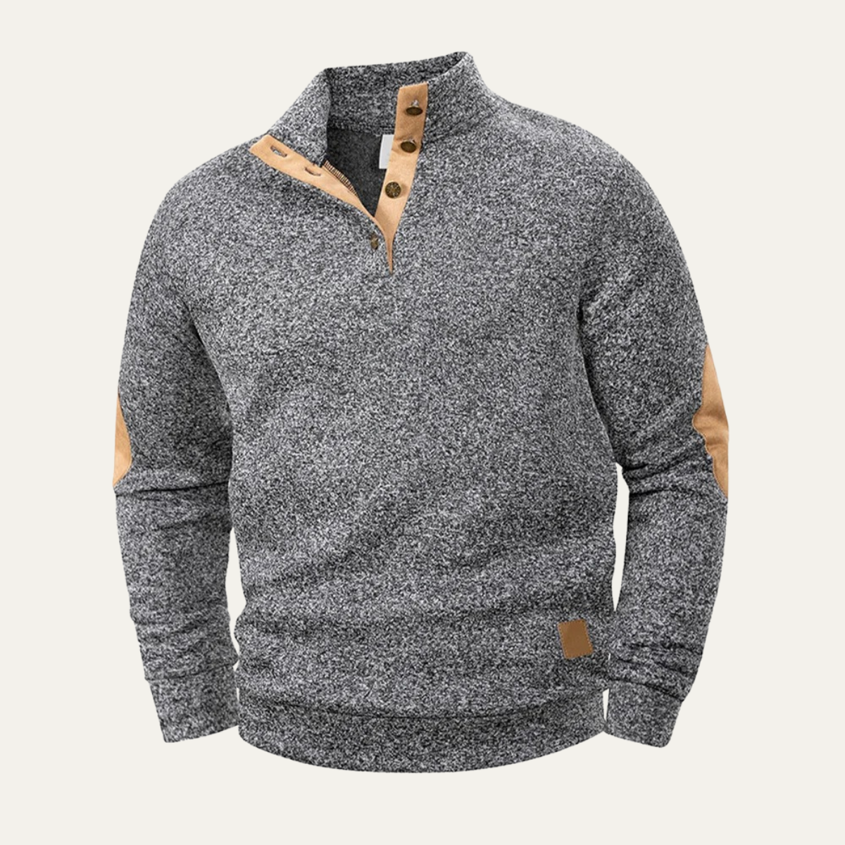Sweat-shirt à col montant et fermeture à boutons-pression pour homme