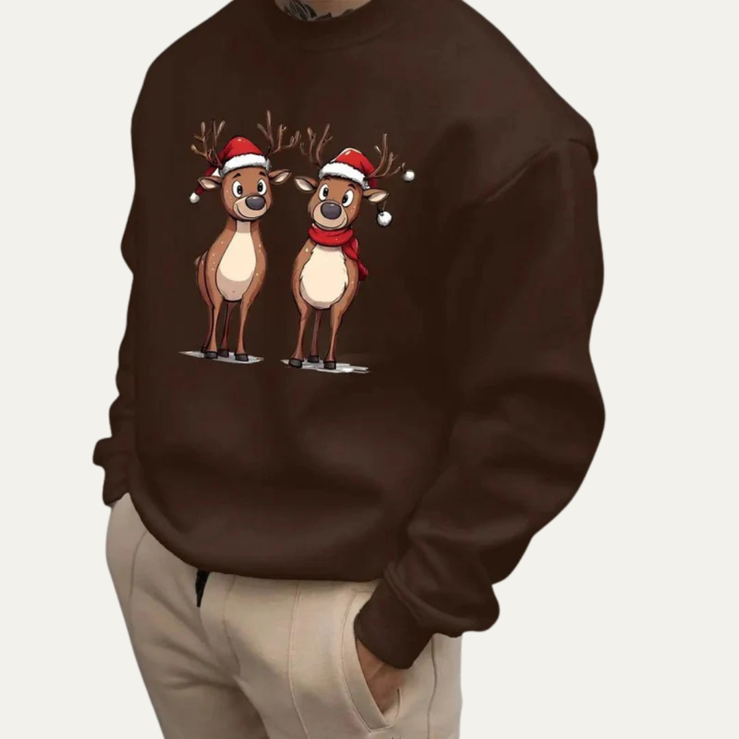 Sweat-shirt de Noël festif pour homme avec motif de rennes