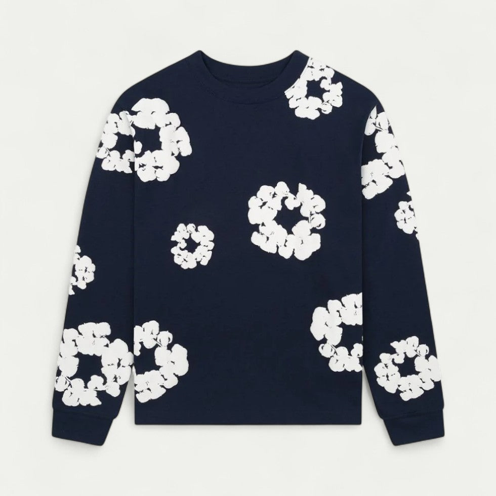 Sweat-shirt décontracté à motif floral pour femme