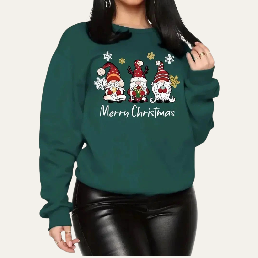 Sweat-shirt graphique pour femme avec motif gnome de Noël