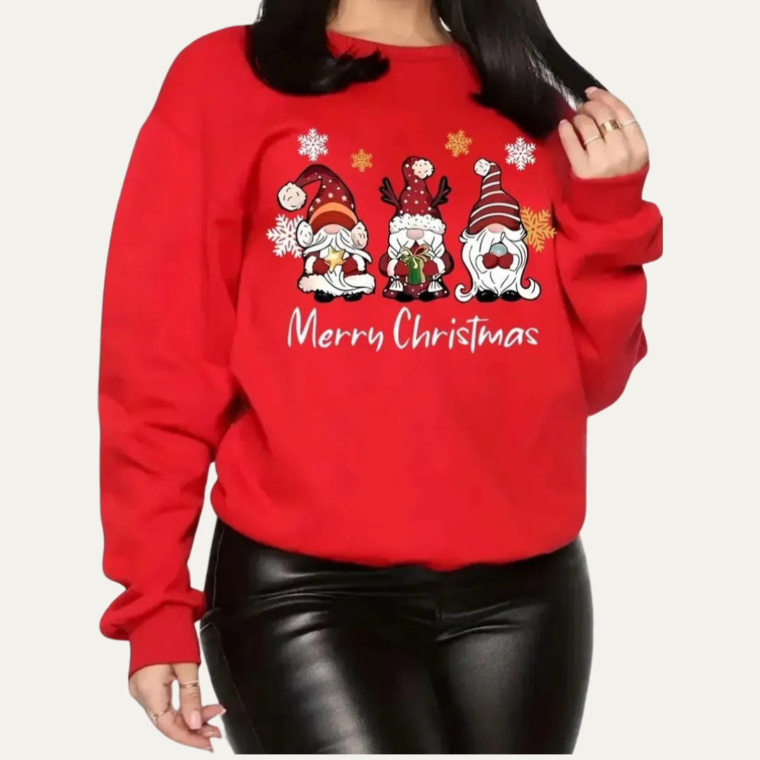 Sweat-shirt graphique pour femme avec motif gnome de Noël