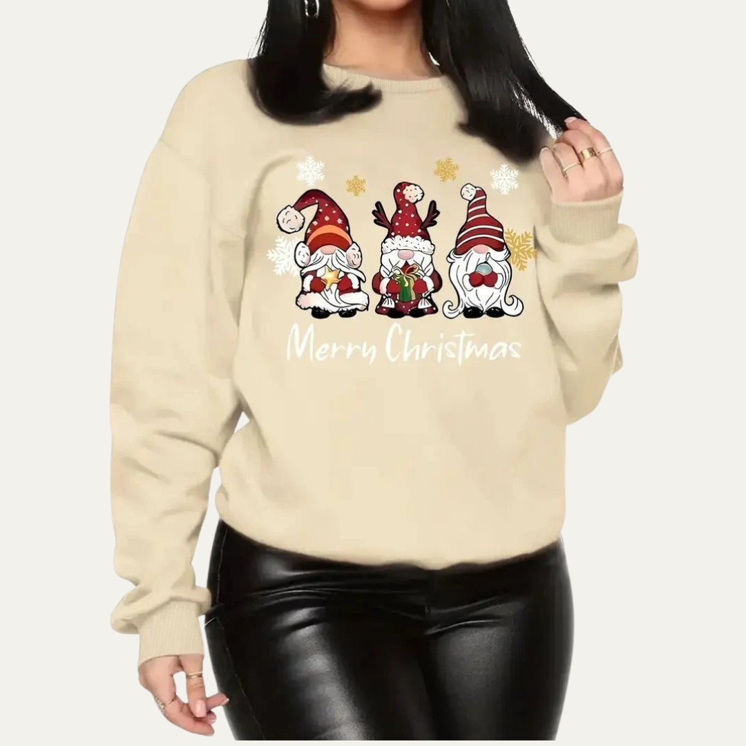 Sweat-shirt graphique pour femme avec motif gnome de Noël