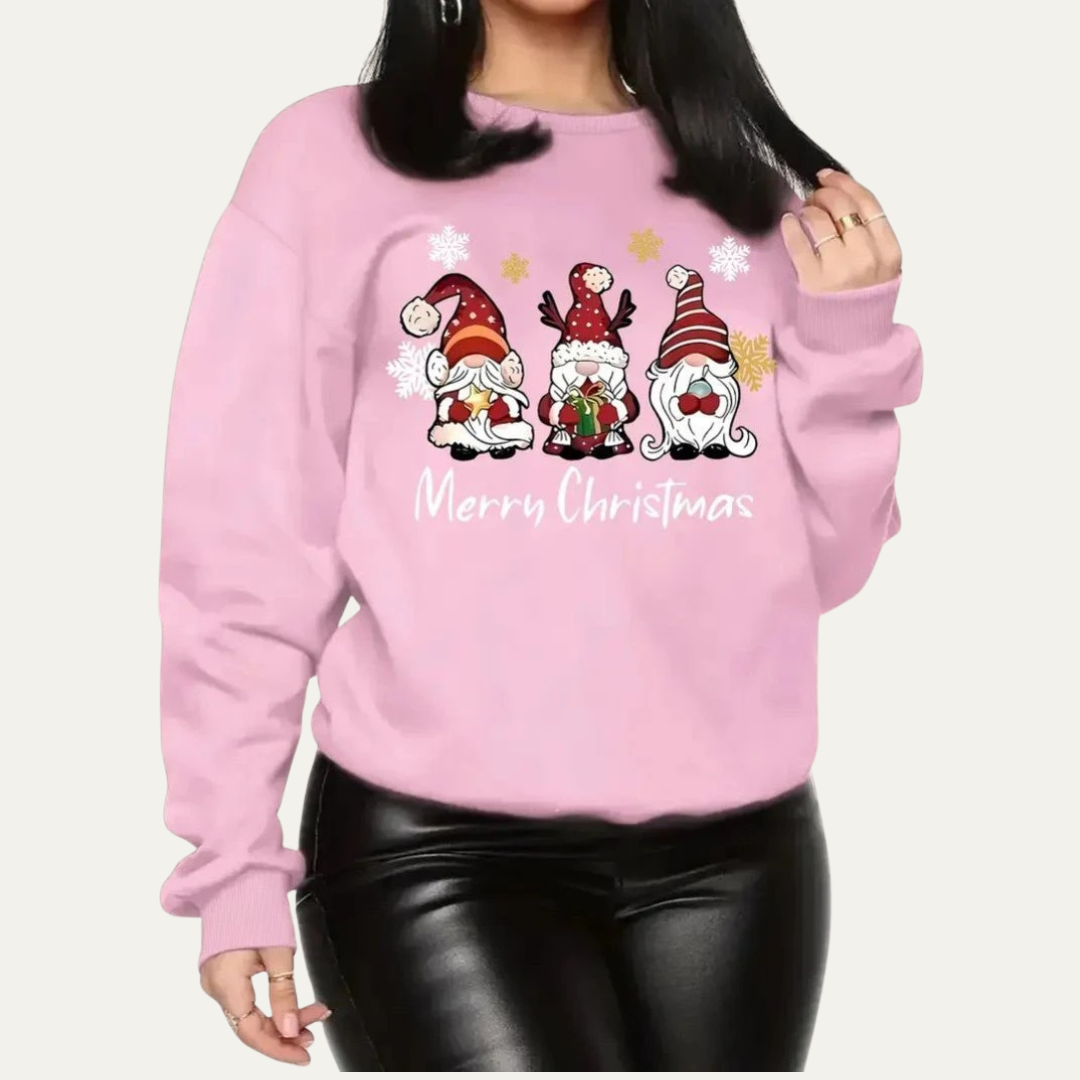 Sweat-shirt graphique pour femme avec motif gnome de Noël