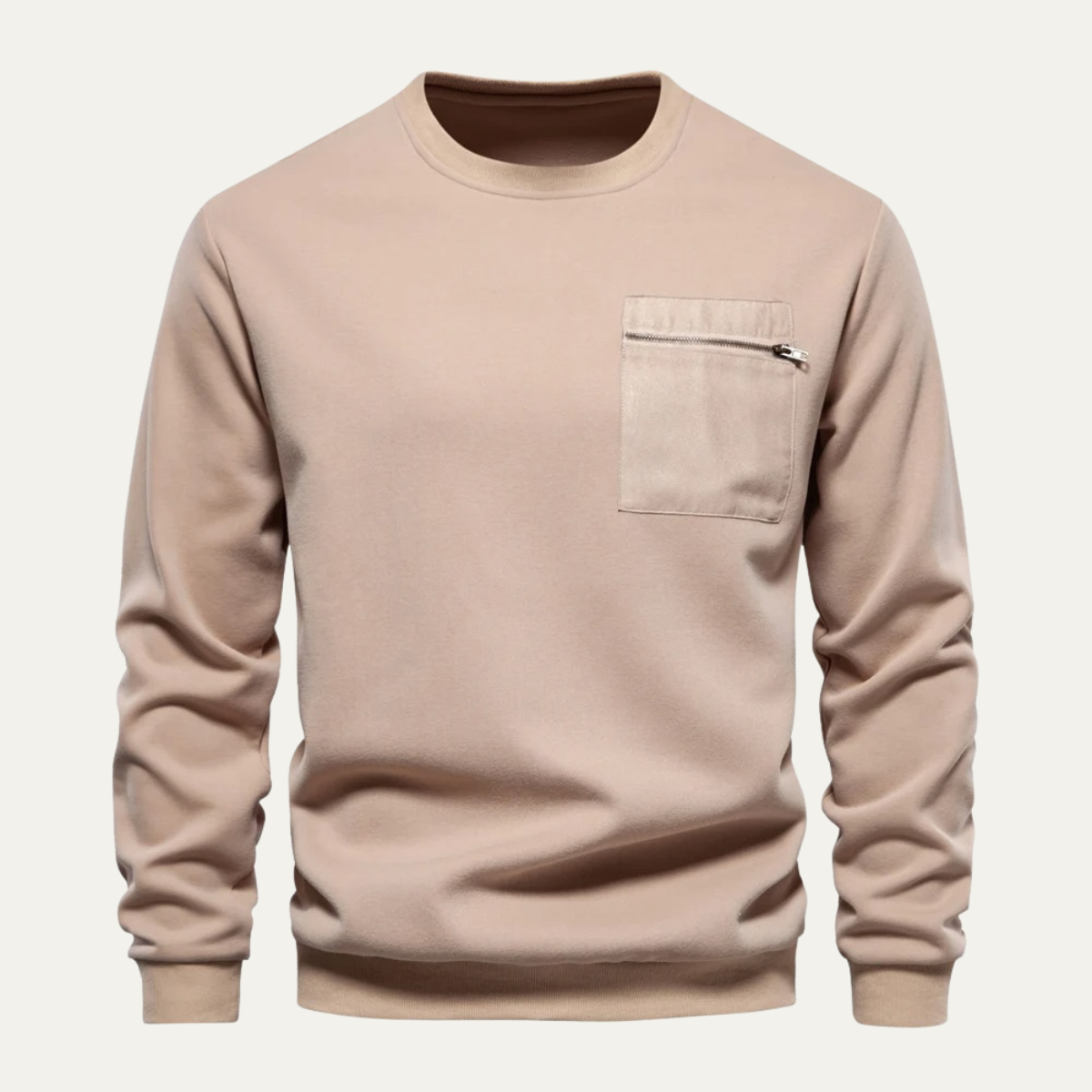 Sweat-shirt homme à col rond avec poche zippée