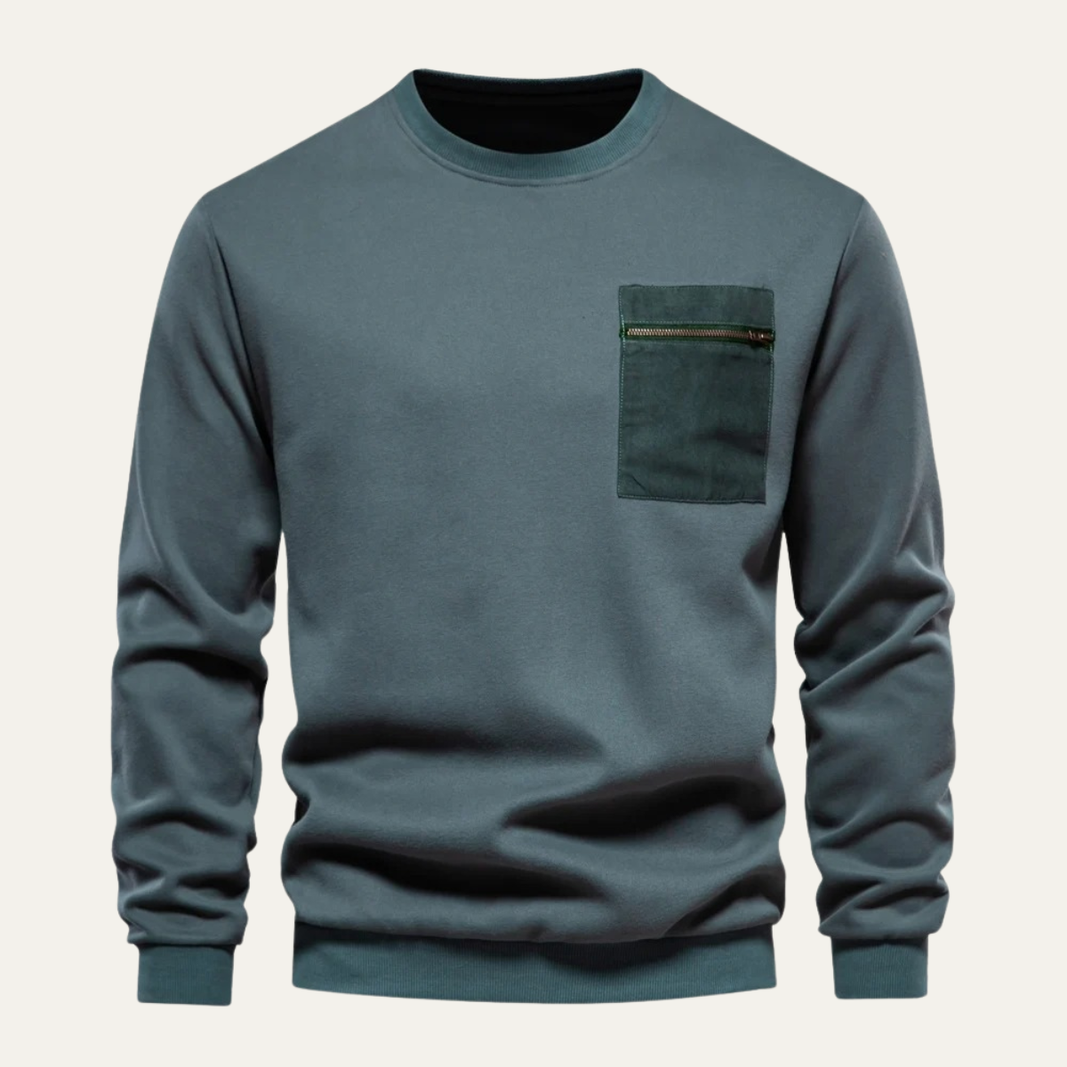 Sweat-shirt homme à col rond avec poche zippée