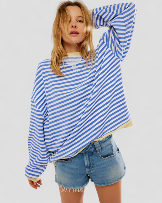 Sweat-shirt rayé oversize pour femme