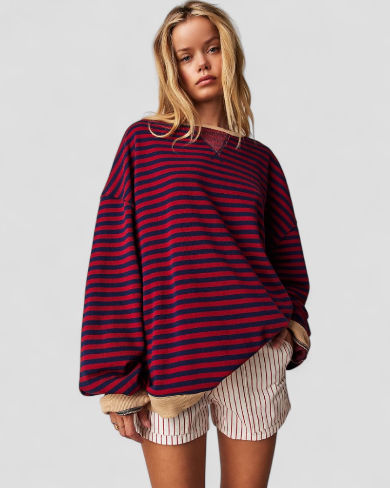 Sweat-shirt rayé oversize pour femme