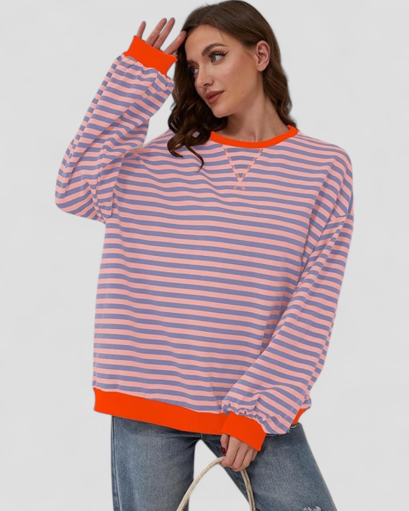 Sweat-shirt rayé oversize pour femme
