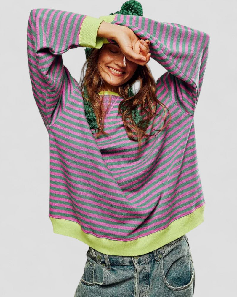 Sweat-shirt rayé oversize pour femme