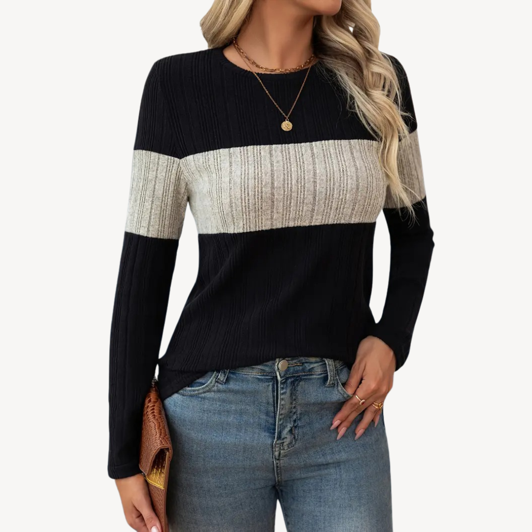 T-shirt à manches longues color block pour femme