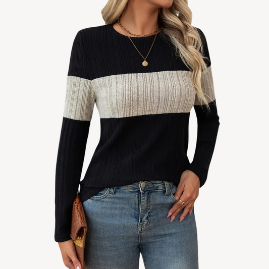 T-shirt à manches longues color block pour femme