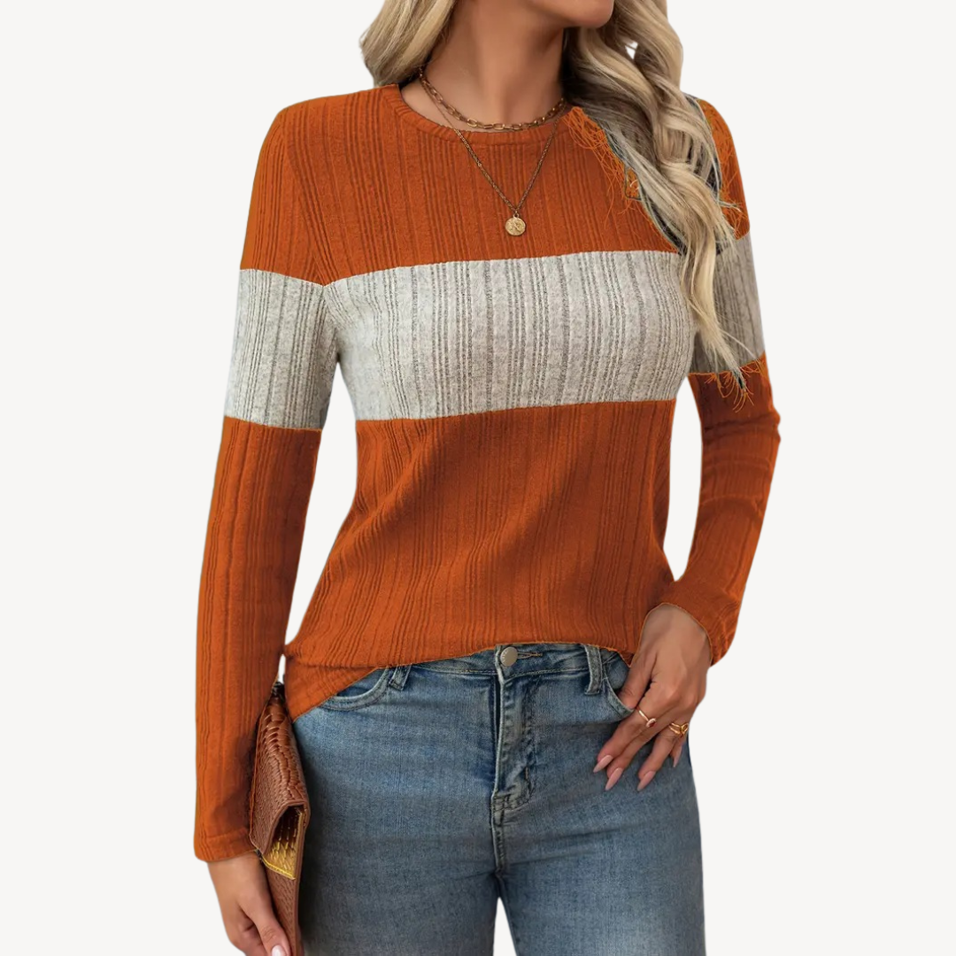 T-shirt à manches longues color block pour femme