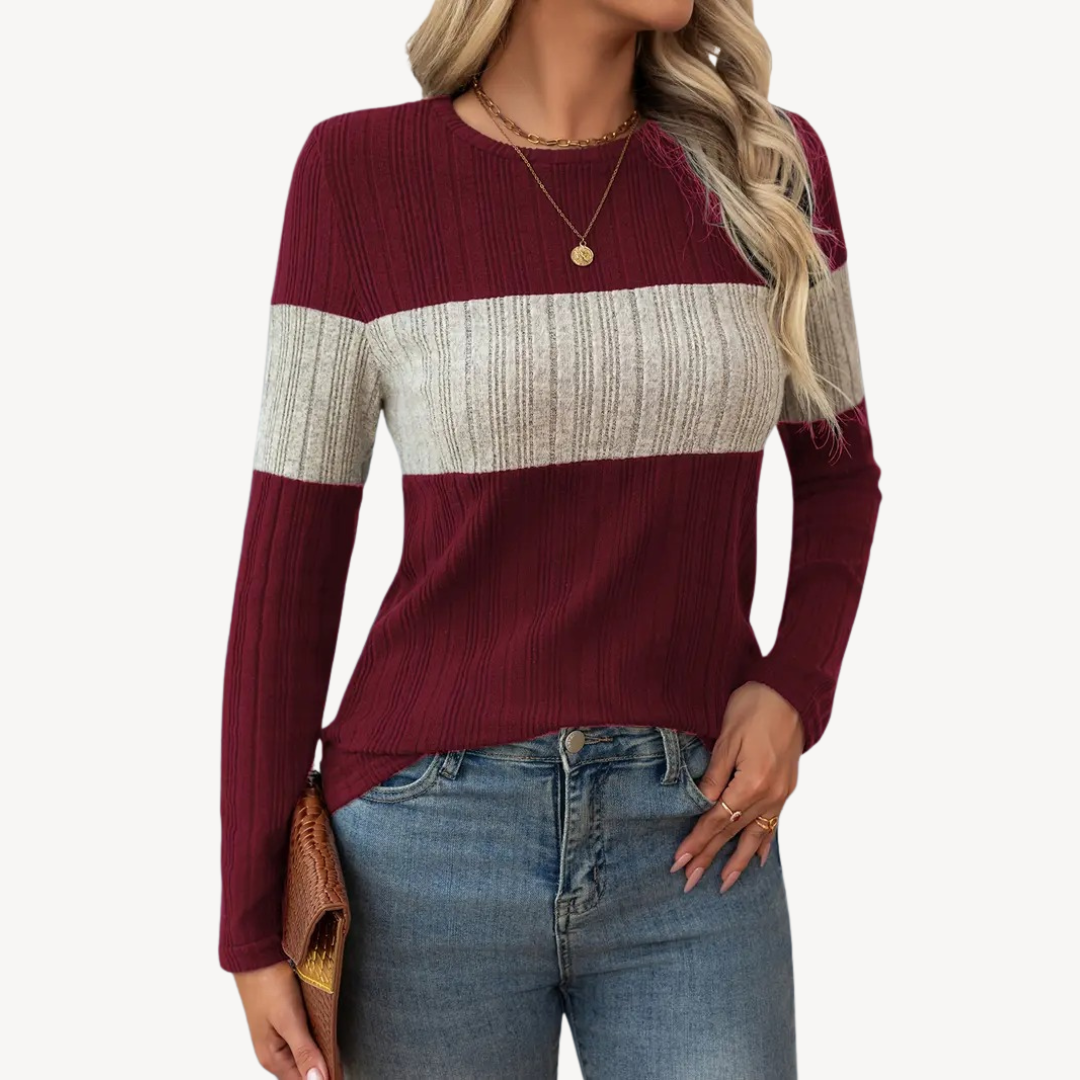 T-shirt à manches longues color block pour femme