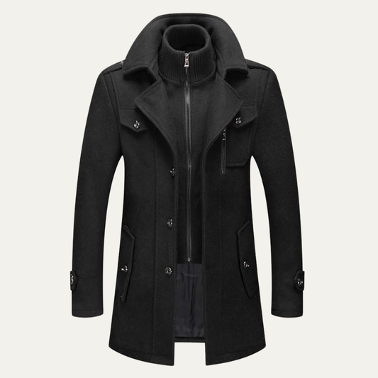 Trench-coat classique à col convertible pour homme