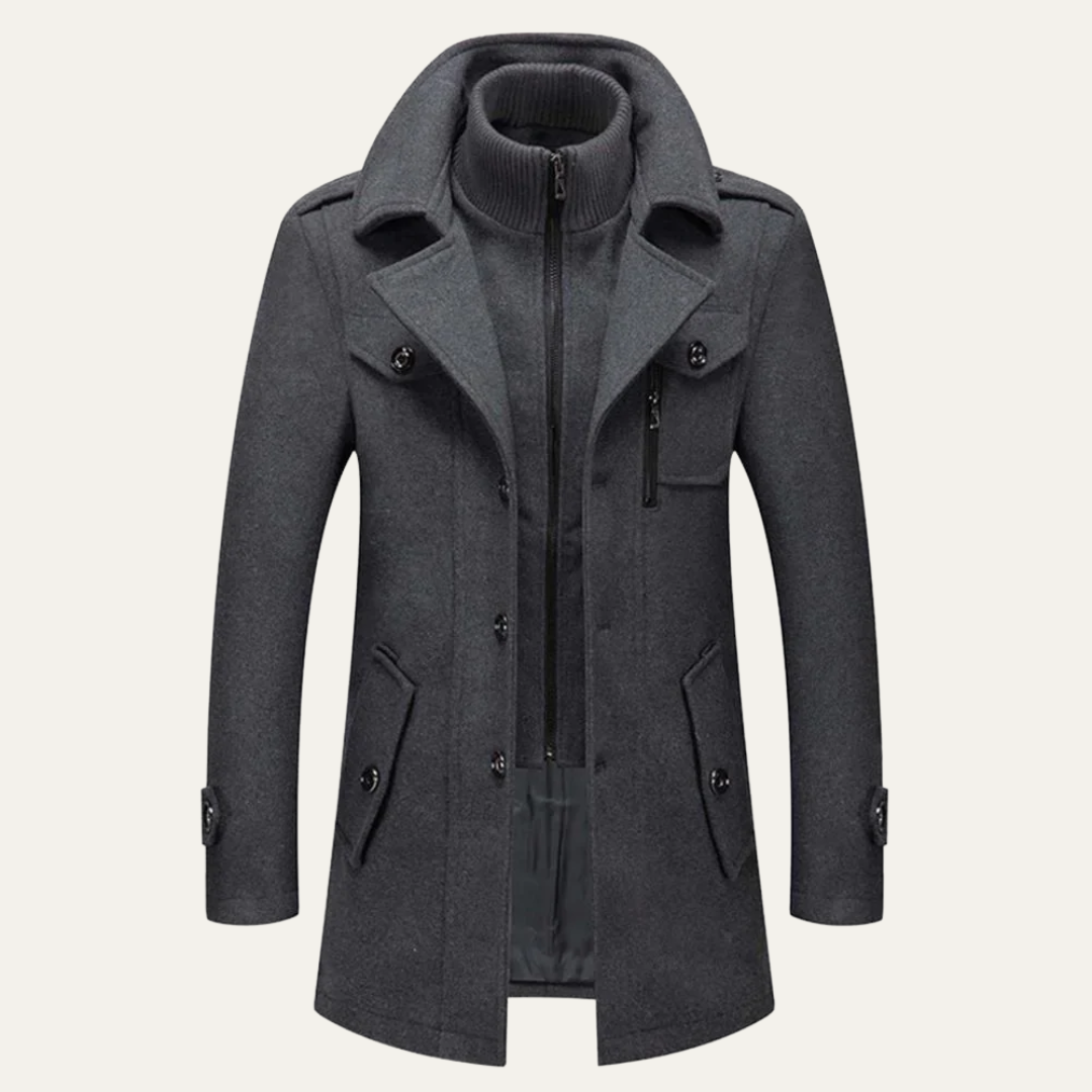 Trench-coat classique à col convertible pour homme