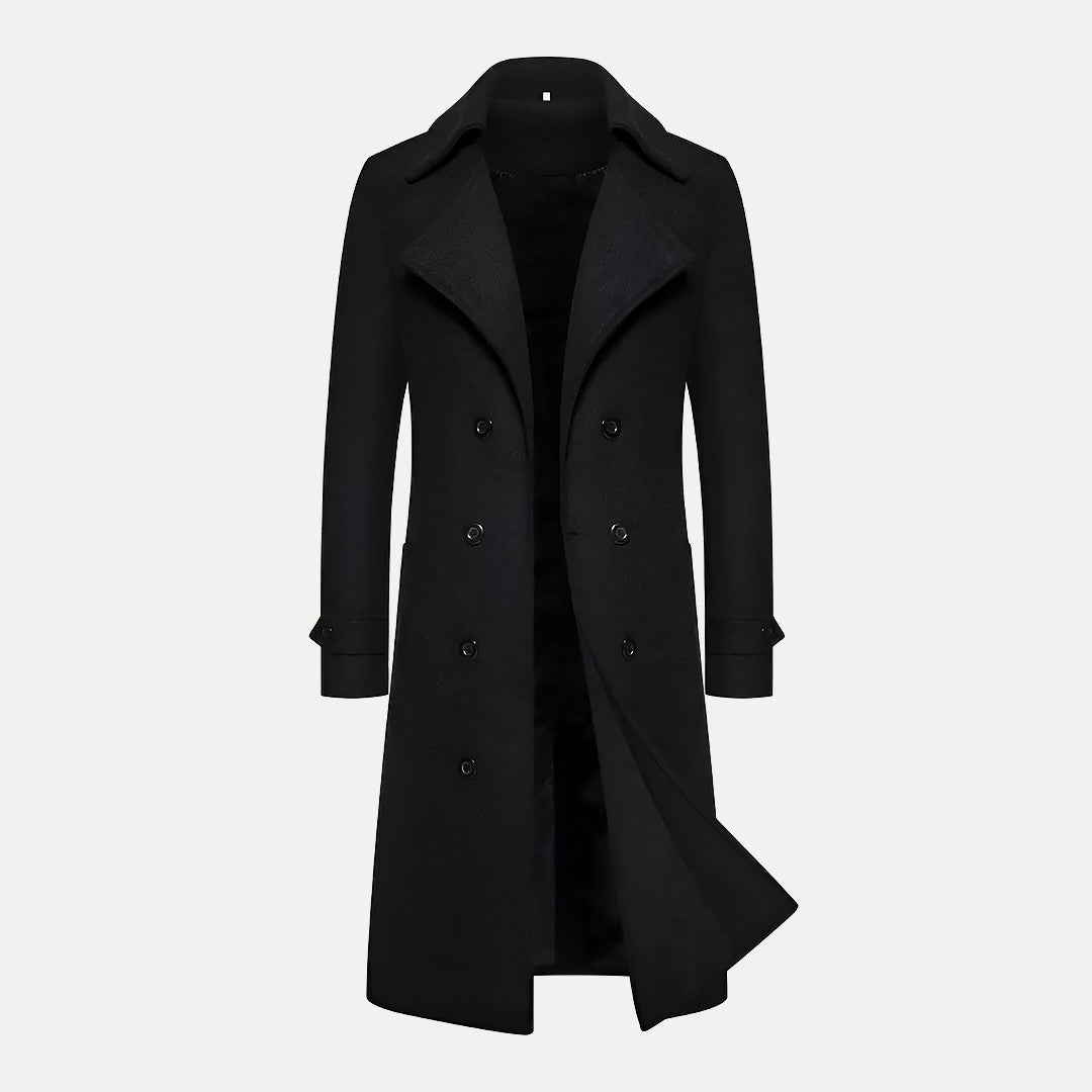 Trench-coat classique croisé en laine pour homme