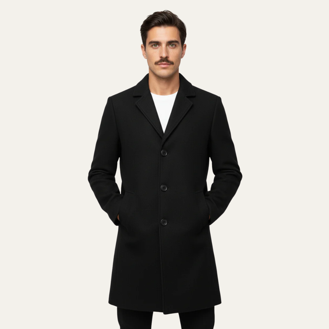 Trench-coat classique d'hiver à simple boutonnage pour homme