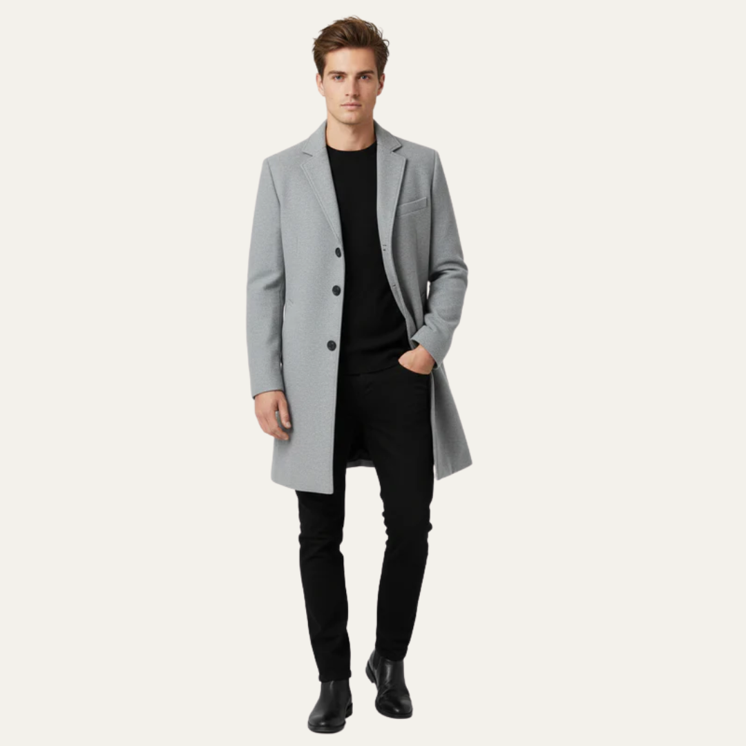 Trench-coat classique d'hiver à simple boutonnage pour homme