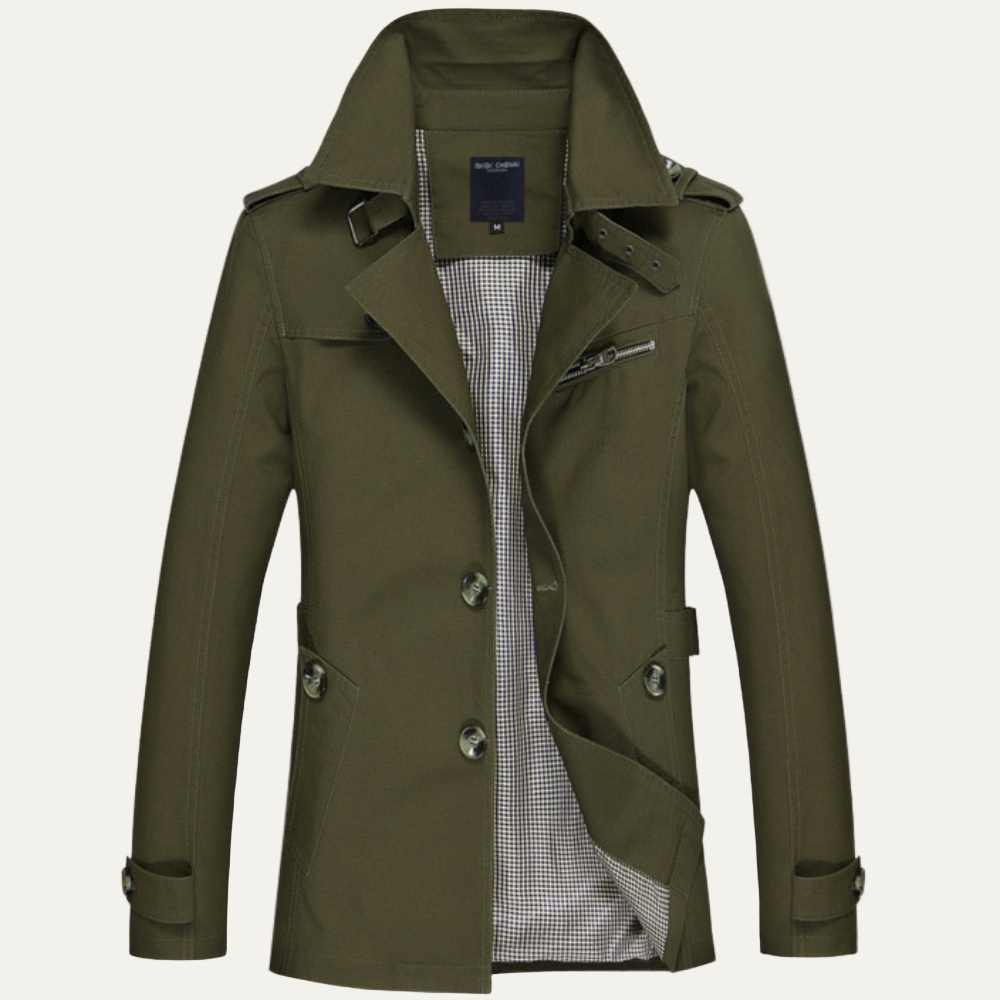 Trench-coat classique pour homme avec doublure à motifs