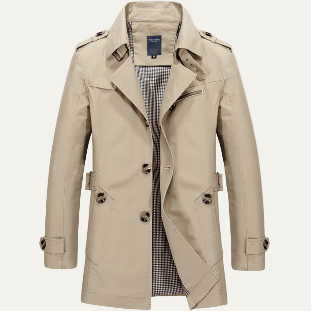 Trench-coat classique pour homme avec doublure à motifs