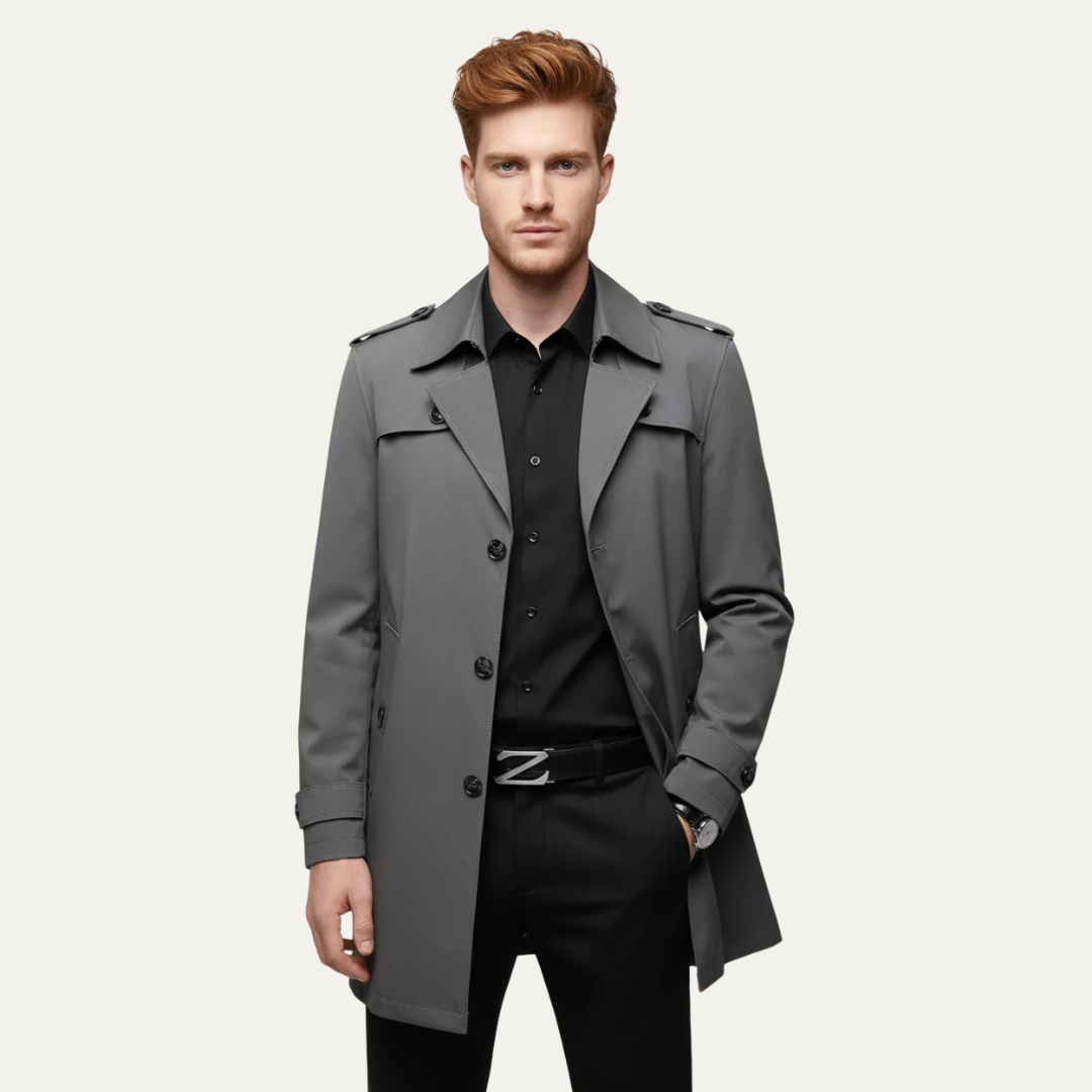 Trench-coat court classique pour homme