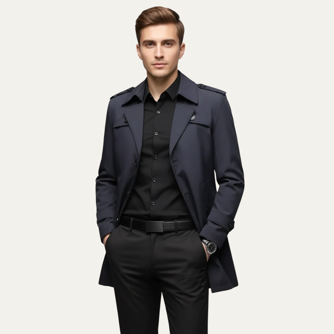 Trench-coat court classique pour homme