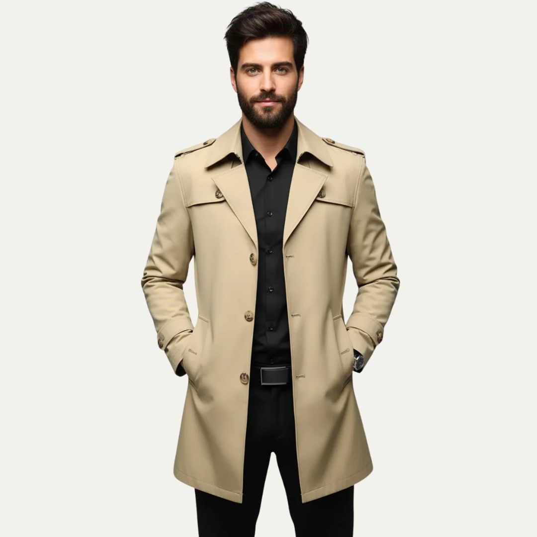 Trench-coat court classique pour homme