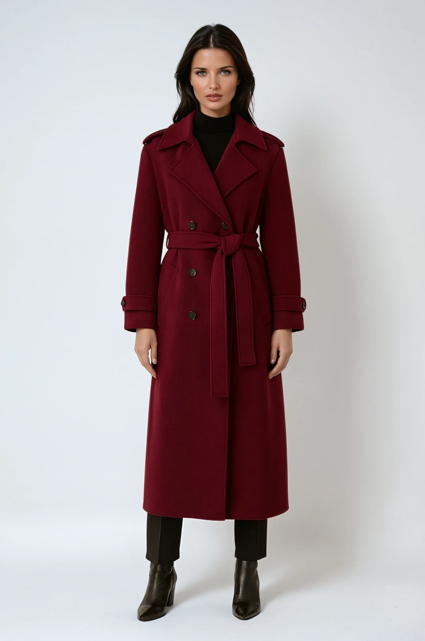 Trench-coat maxi croisé pour femme