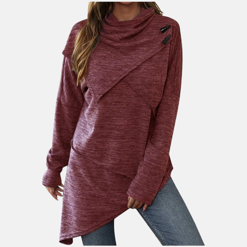 Tunique asymétrique à col bénitier pour femme
