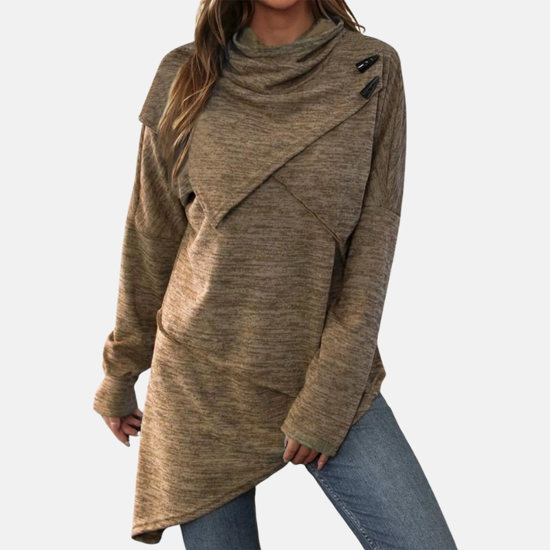Tunique asymétrique à col bénitier pour femme
