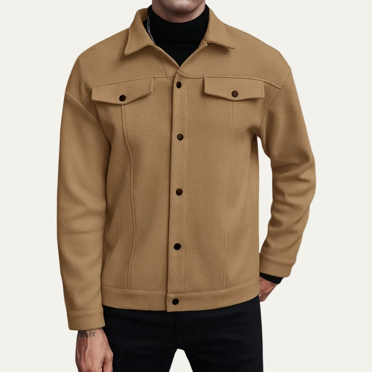 Veste-chemise classique pour homme en laine mélangée