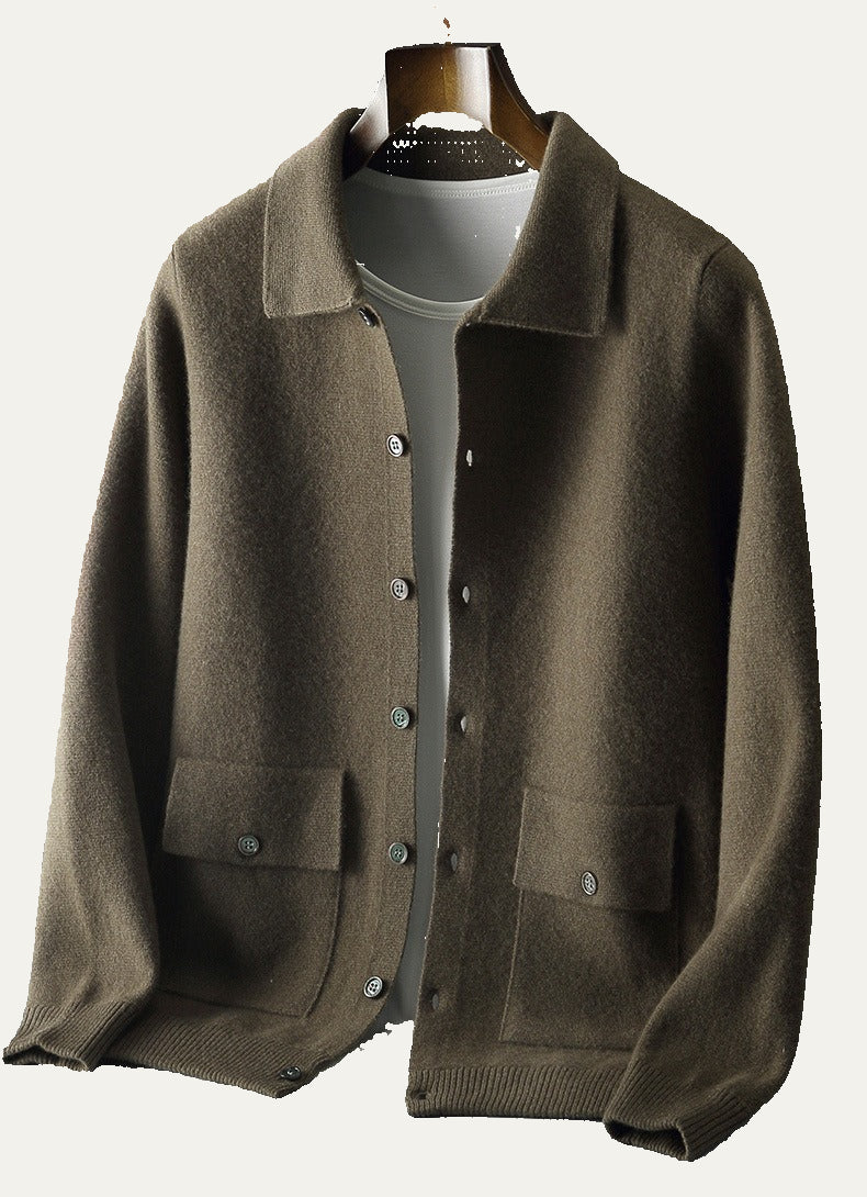 Veste-chemise décontractée en maille pour homme
