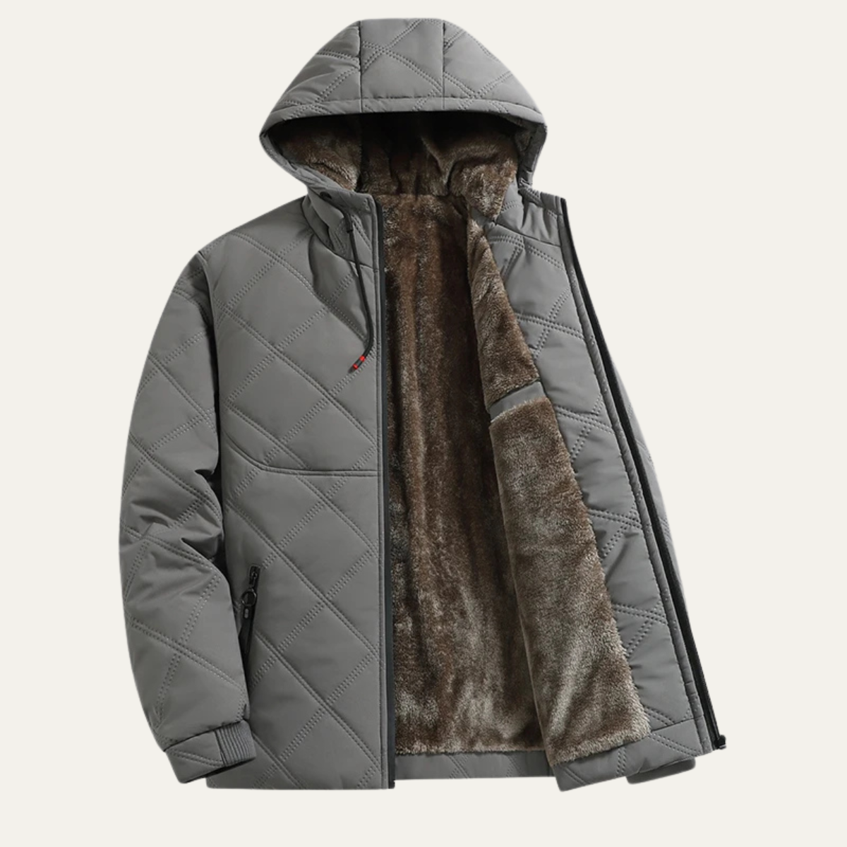 Veste à capuche matelassée en peluche pour homme
