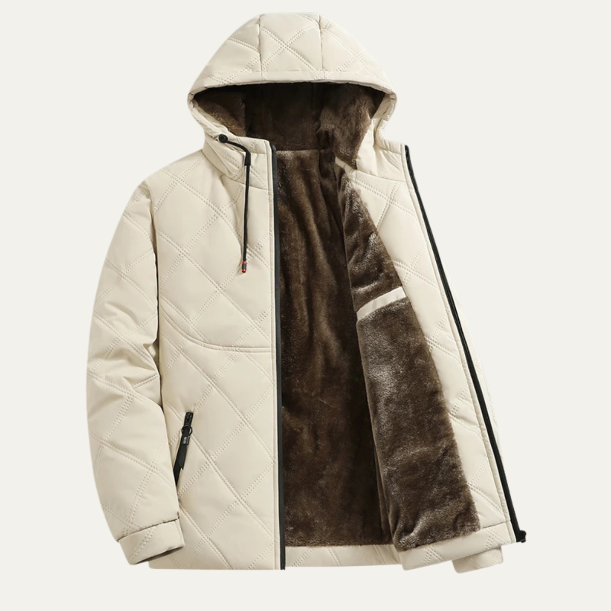 Veste à capuche matelassée en peluche pour homme