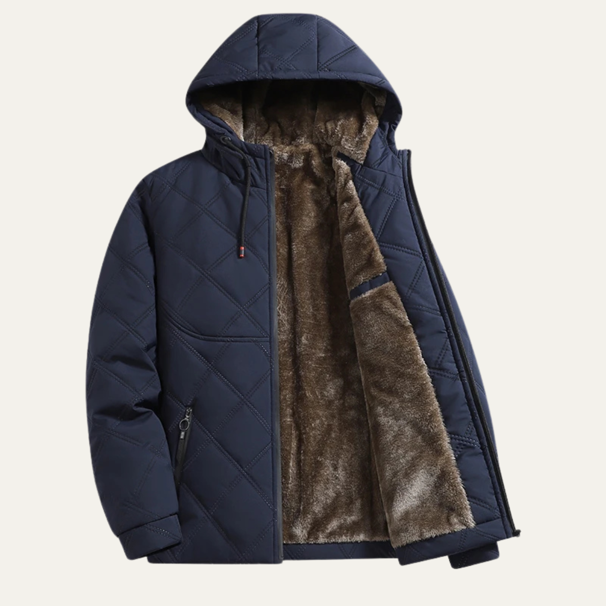 Veste à capuche matelassée en peluche pour homme