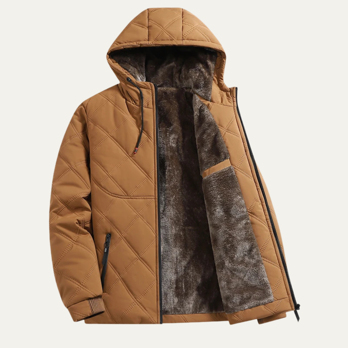 Veste à capuche matelassée en peluche pour homme