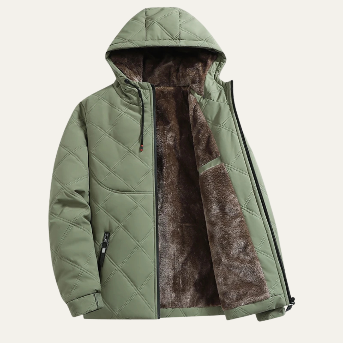 Veste à capuche matelassée en peluche pour homme