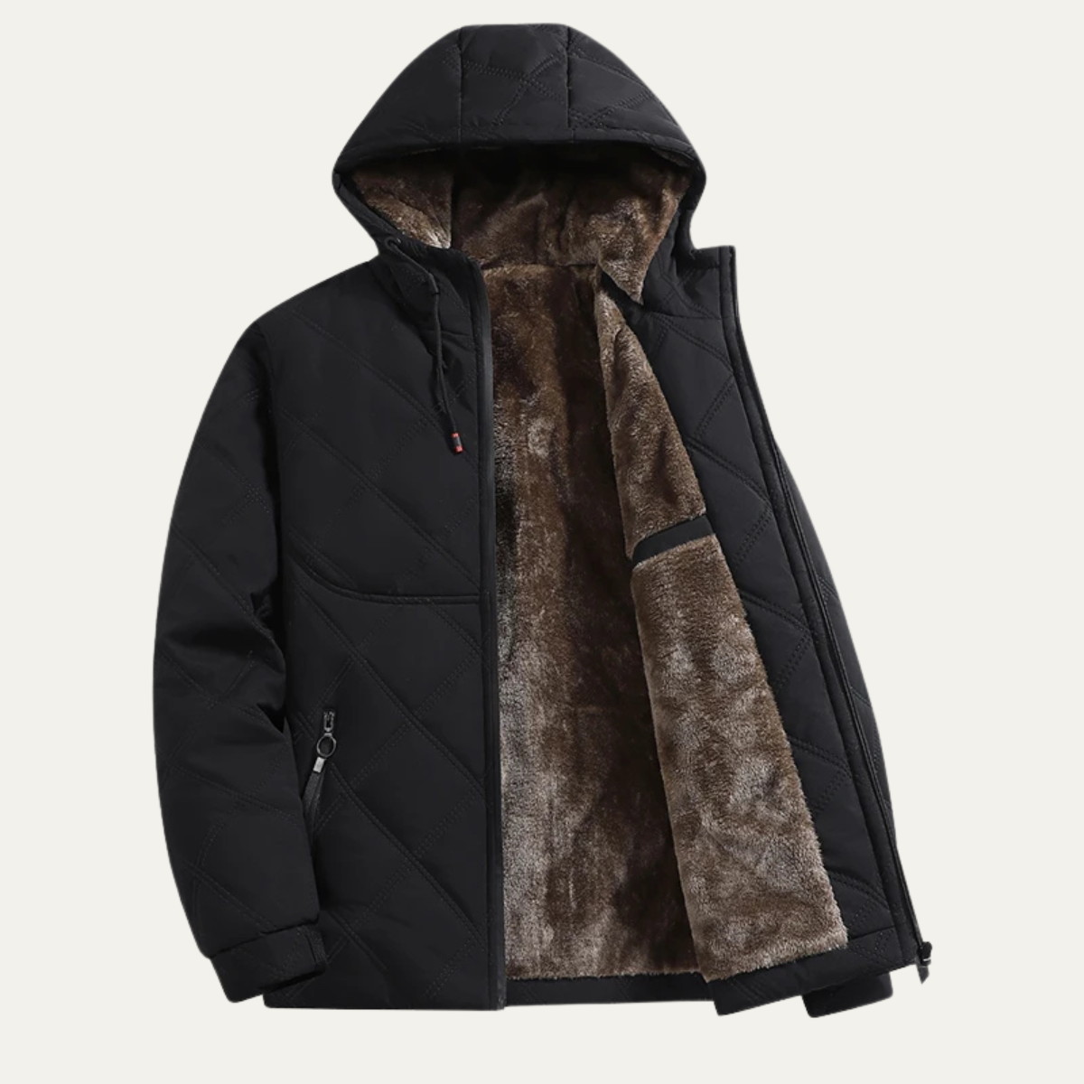 Veste à capuche matelassée en peluche pour homme