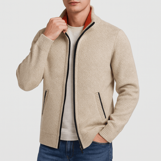 Veste à col montant zippée texturée pour homme