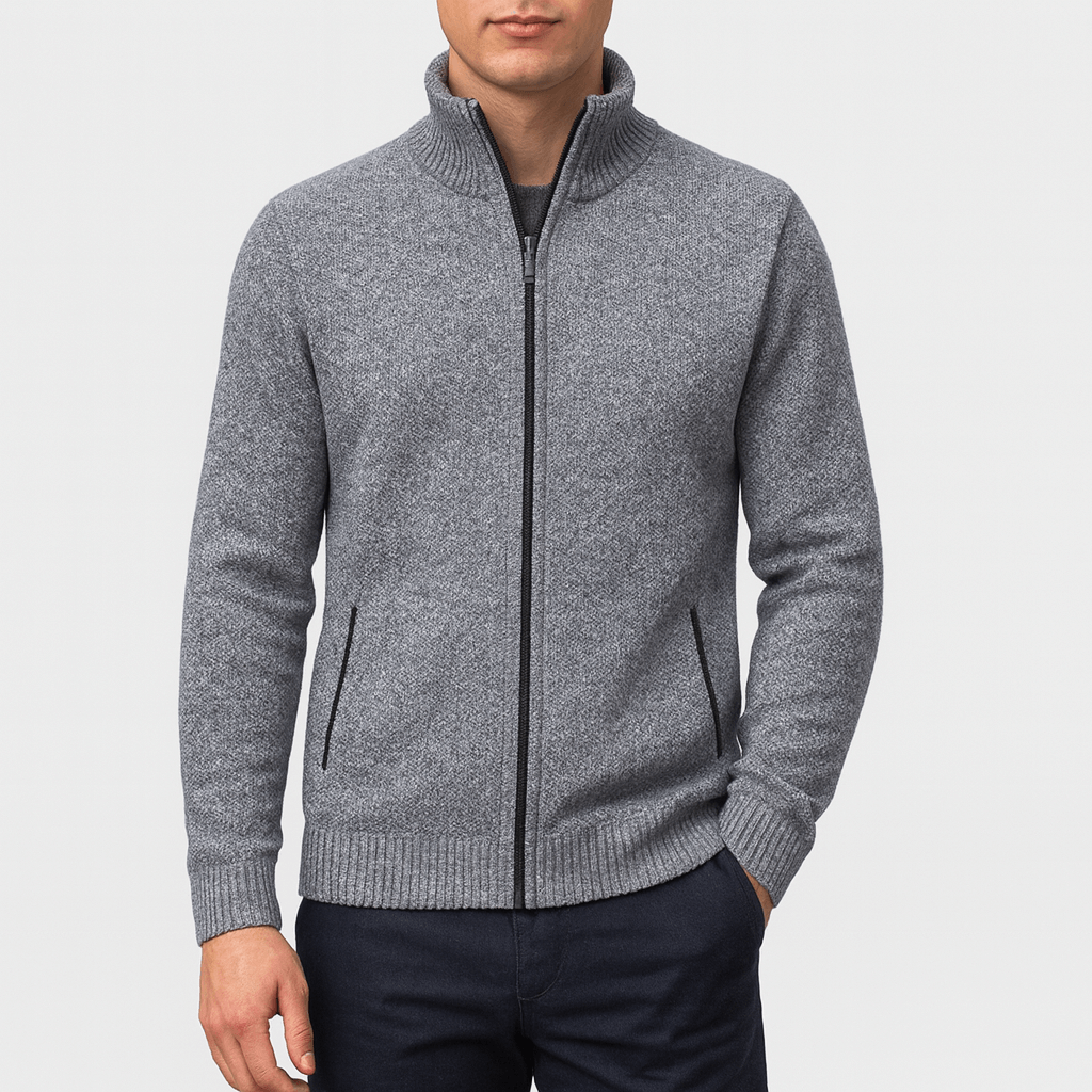 Veste à col montant zippée texturée pour homme