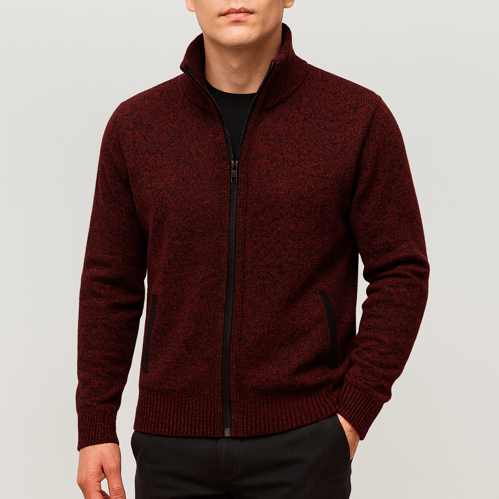 Veste à col montant zippée texturée pour homme