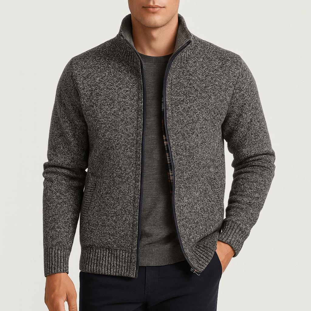 Veste à col montant zippée texturée pour homme