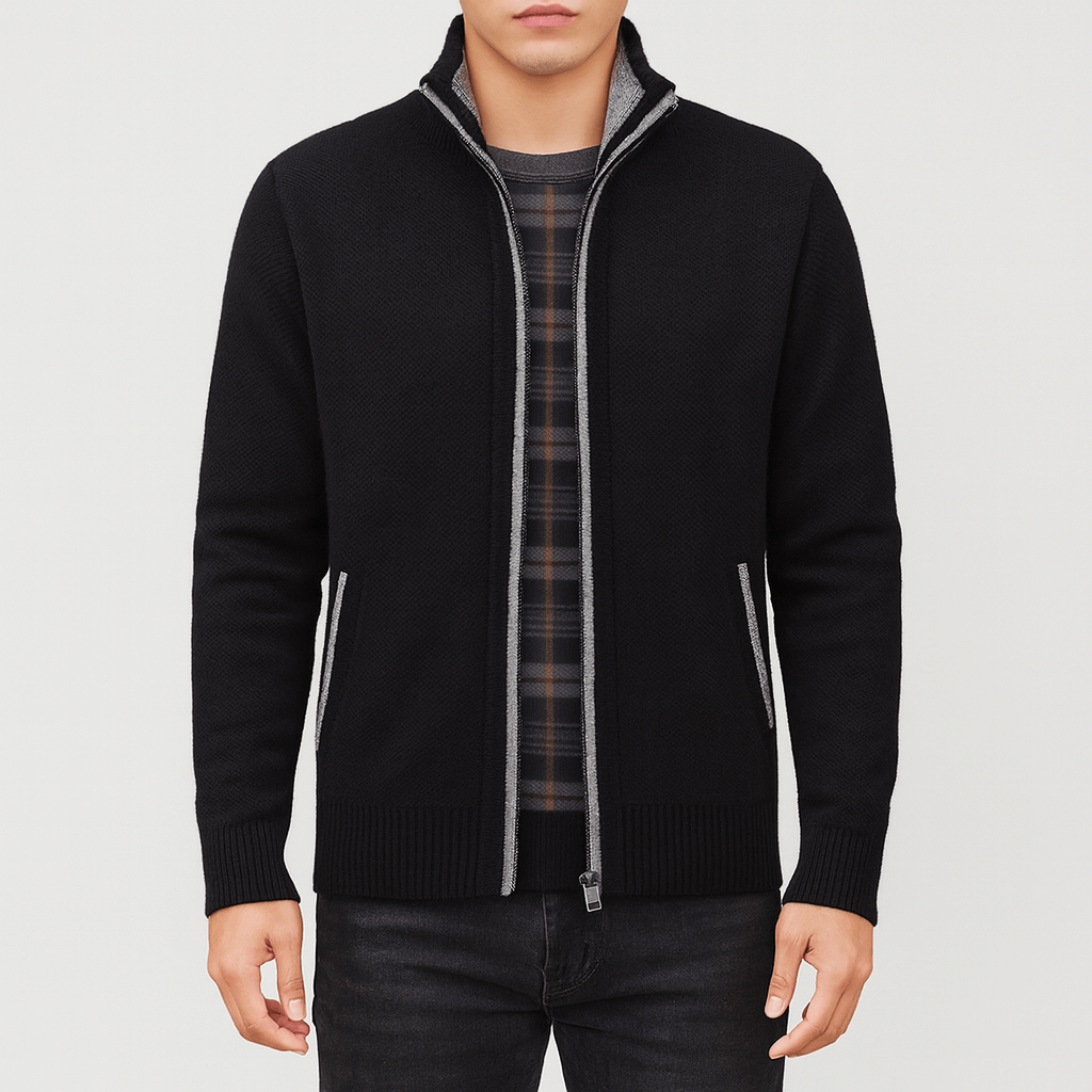 Veste à col montant zippée texturée pour homme