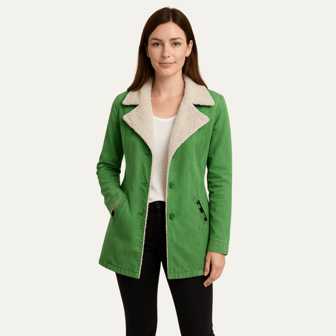 Veste à col sherpa pour femme, simple boutonnage