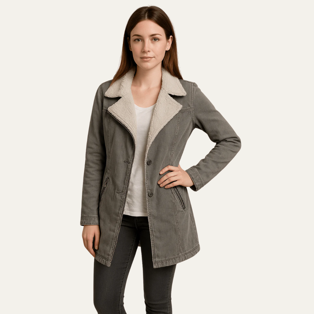 Veste à col sherpa pour femme, simple boutonnage