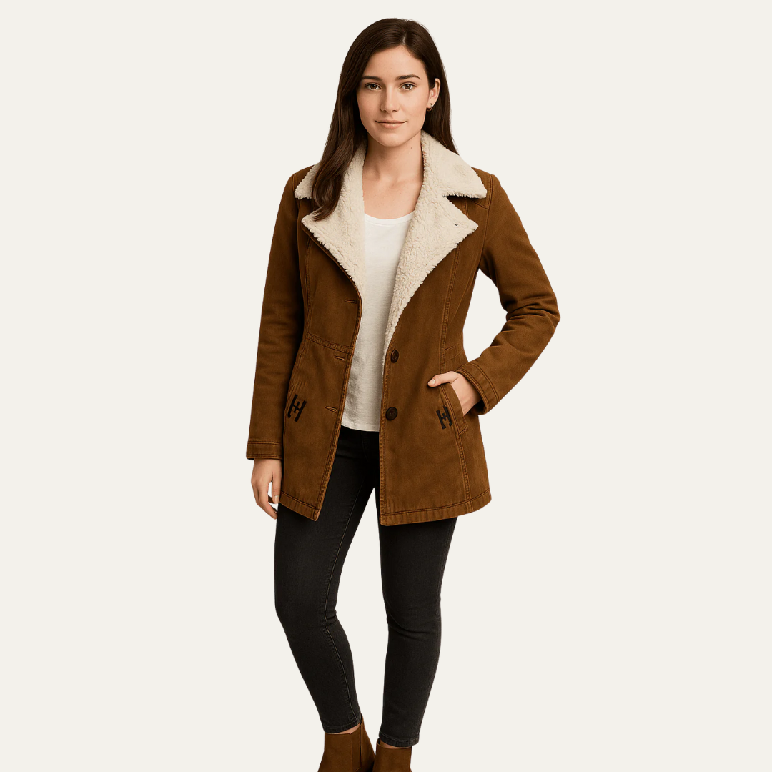 Veste à col sherpa pour femme, simple boutonnage