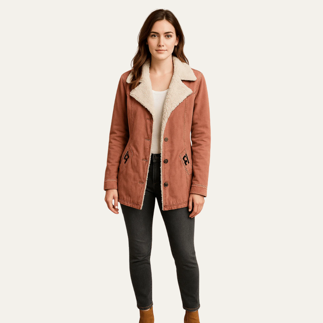 Veste à col sherpa pour femme, simple boutonnage