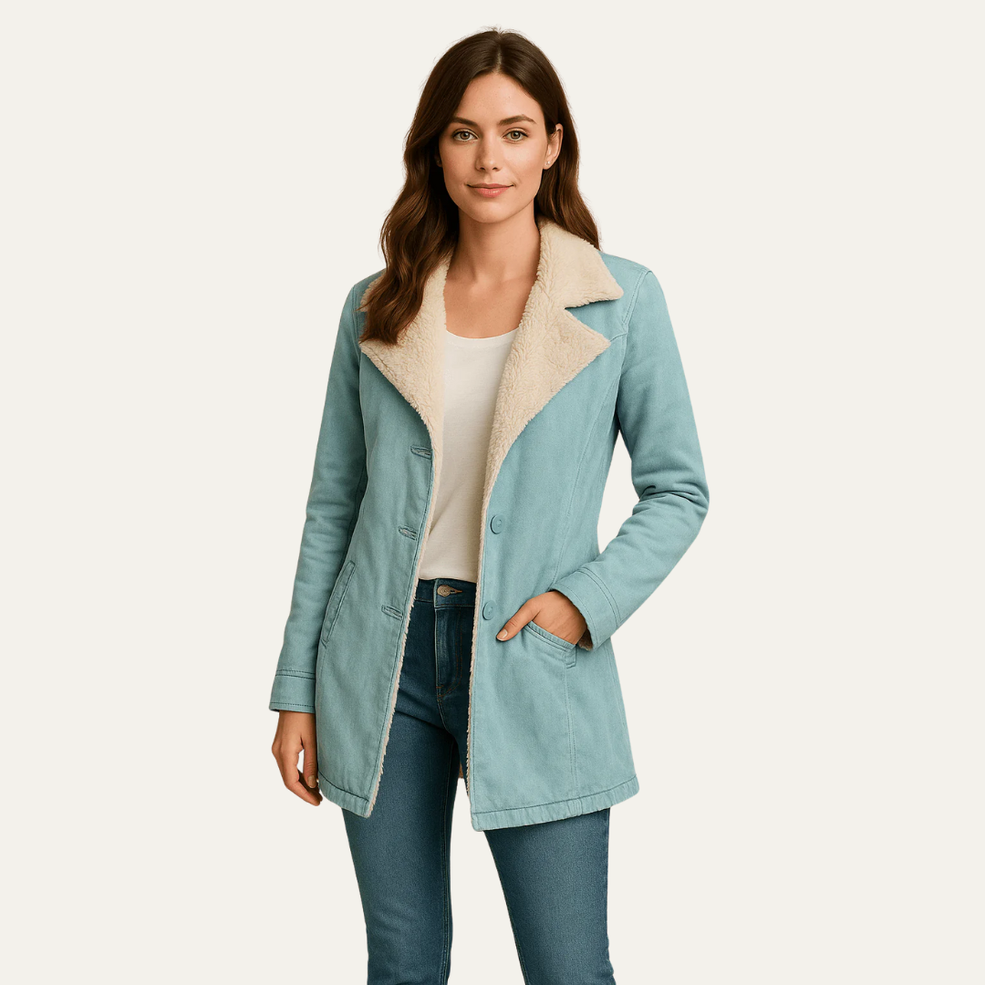 Veste à col sherpa pour femme, simple boutonnage