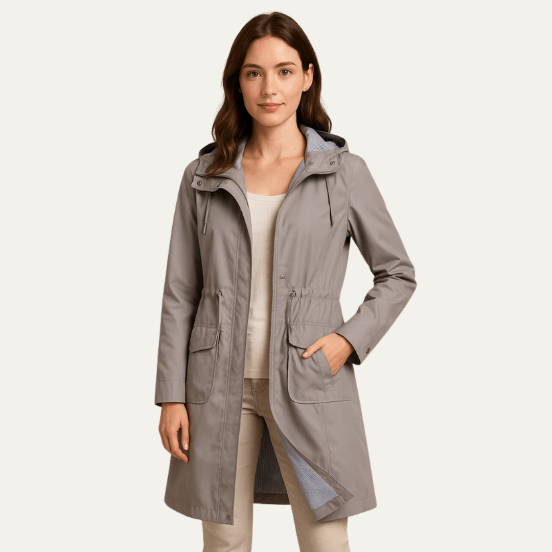 Veste anorak à capuche et cordon de serrage pour femme
